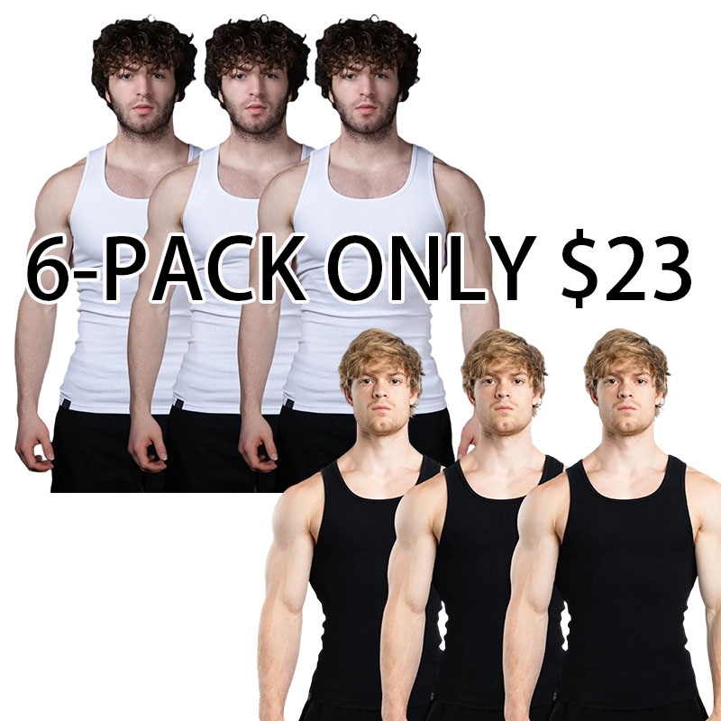 Men's Cotton Sleeveless Undershirts - Moisture Wicking Gym Stringer Top