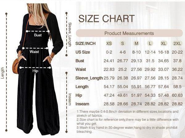 Women's Casual Loose Overalls Jumpsuits One Piece Long Sleeve Wide Leg Long Pant Rompers With Pockets