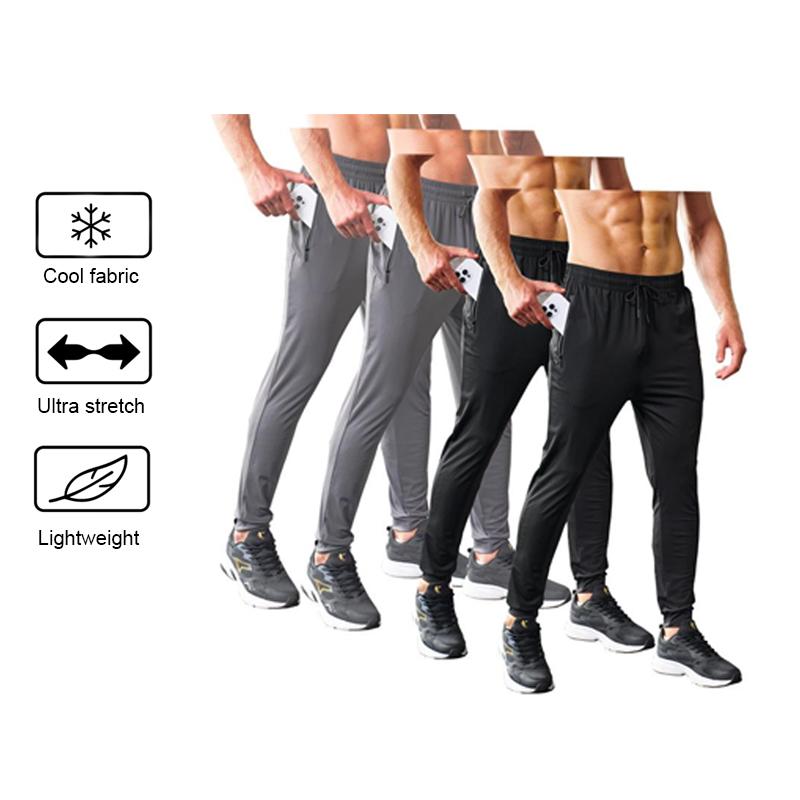 4-Pack Men's Joggers with Zipper Pockets Lightweight Cuffed Stretch Sweatpants Athleisure Outfit Big Guy Pants Athletic Workout Running Gym Fit for Spring & Summer Fashion