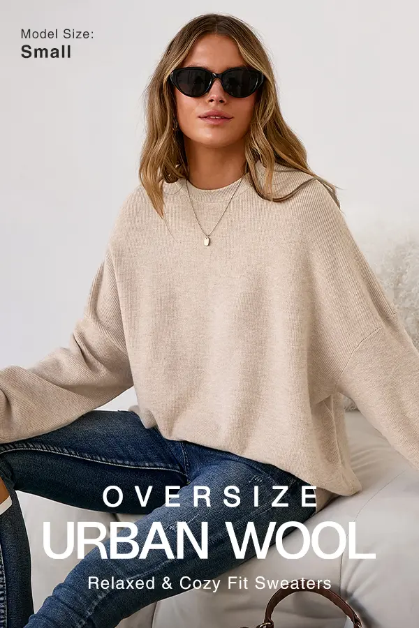 Arach&Cloz Women's Wool Blend Oversized Sweaters Crewneck Casual Winter Outfits Fashion Tops SummerVibes Knitwear Womenswear SohoChic