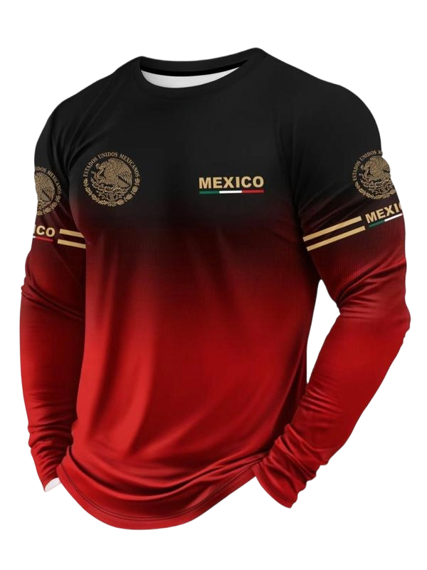 Men's 3D Print Long Sleeve T-Shirt, Breathable Comfort, Fitted Crop Top, All Seasons Wear