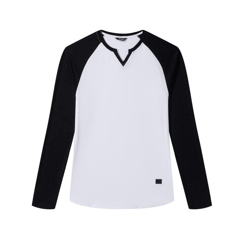 Mens Long Sleeve Muscle T Shirts Casual V-Neck Longline Ribbed Tee Shirts