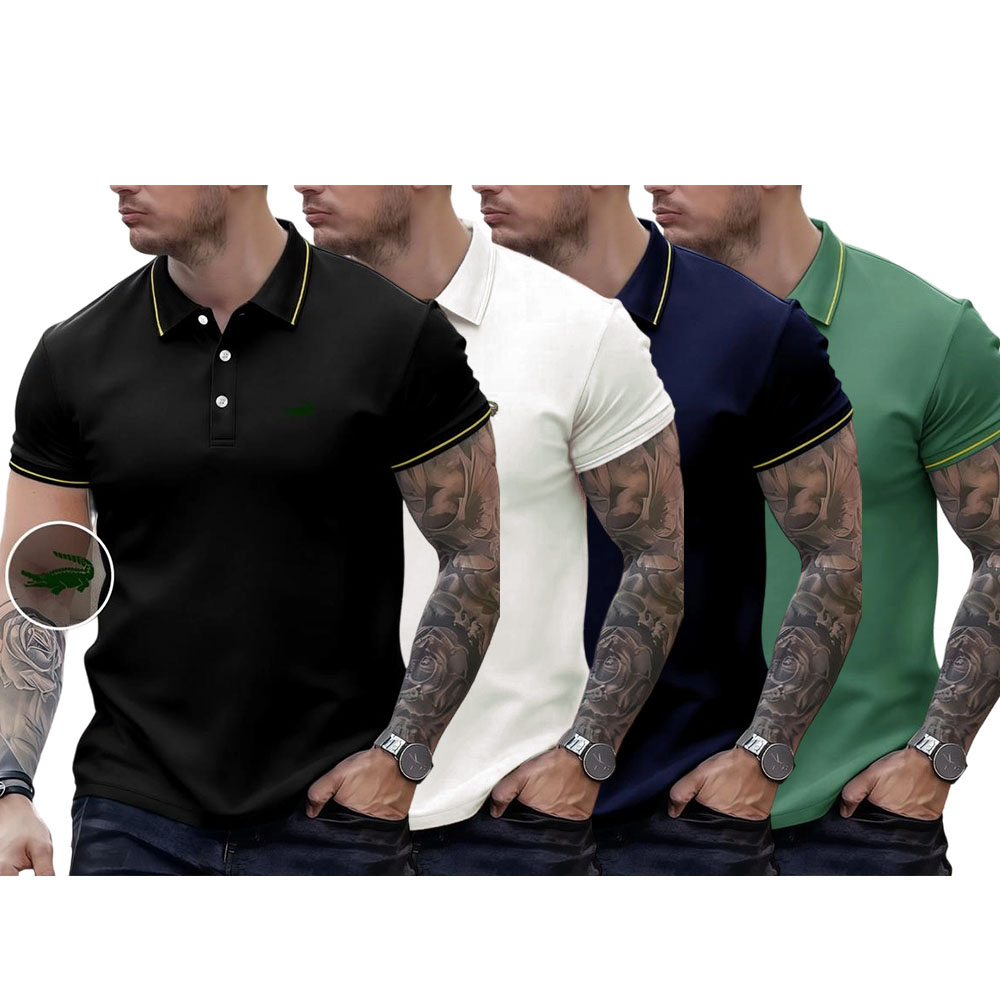 Men's Regular Fit Letter Print Contrast Trim Polo Shirt