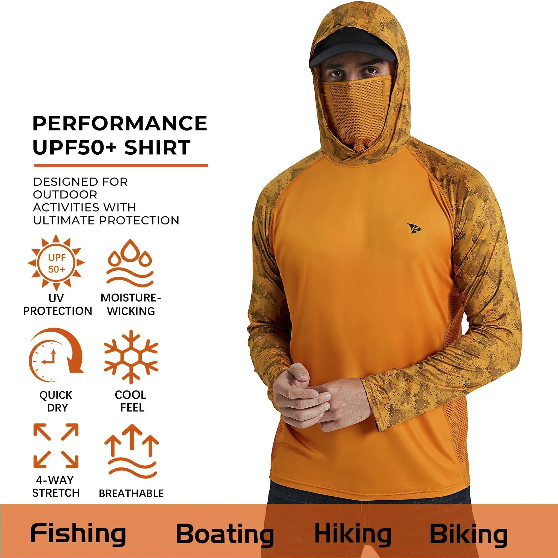 ☀️Men’s UPF 50+ Sun Protection Hoodie with UV Detection