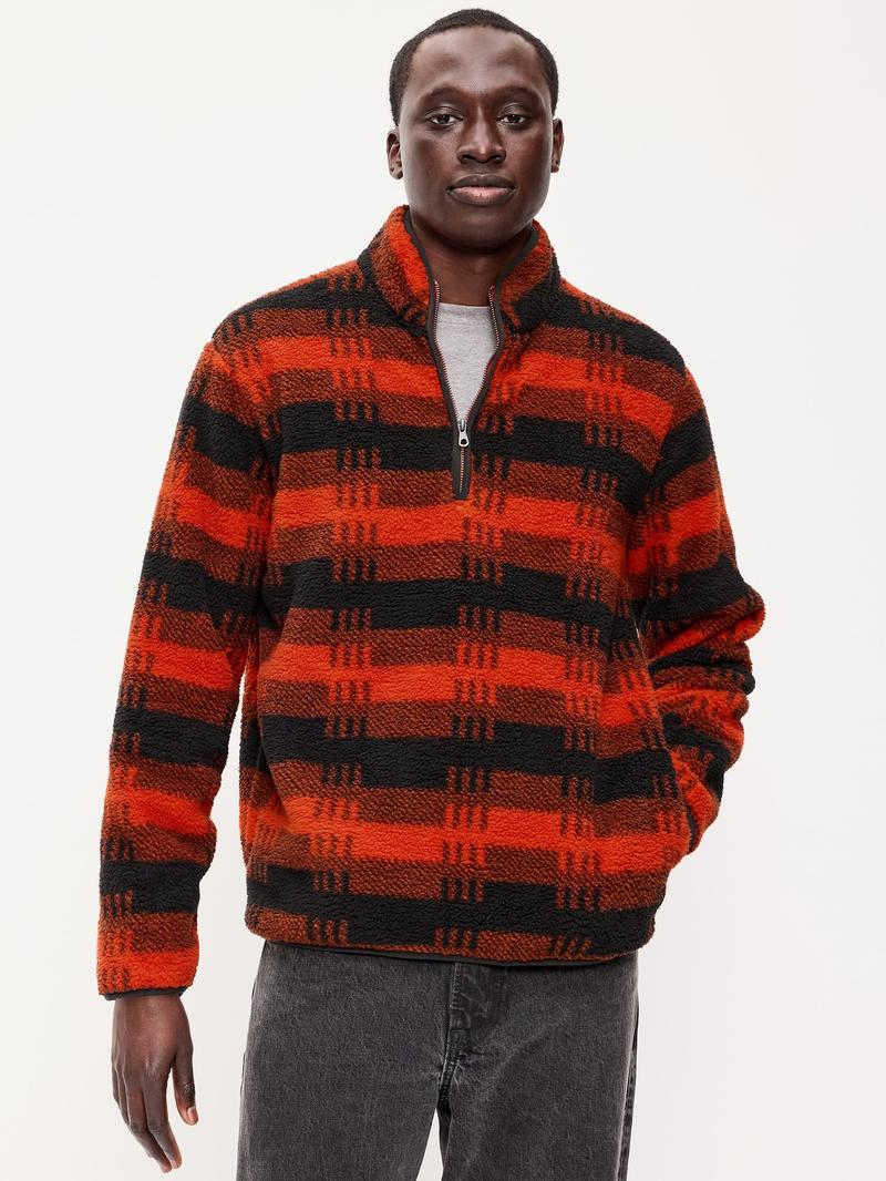 Men's Sherpa Fleece Quarter-Zip Pullover – Warm Outdoor Relaxed Sweatshirt