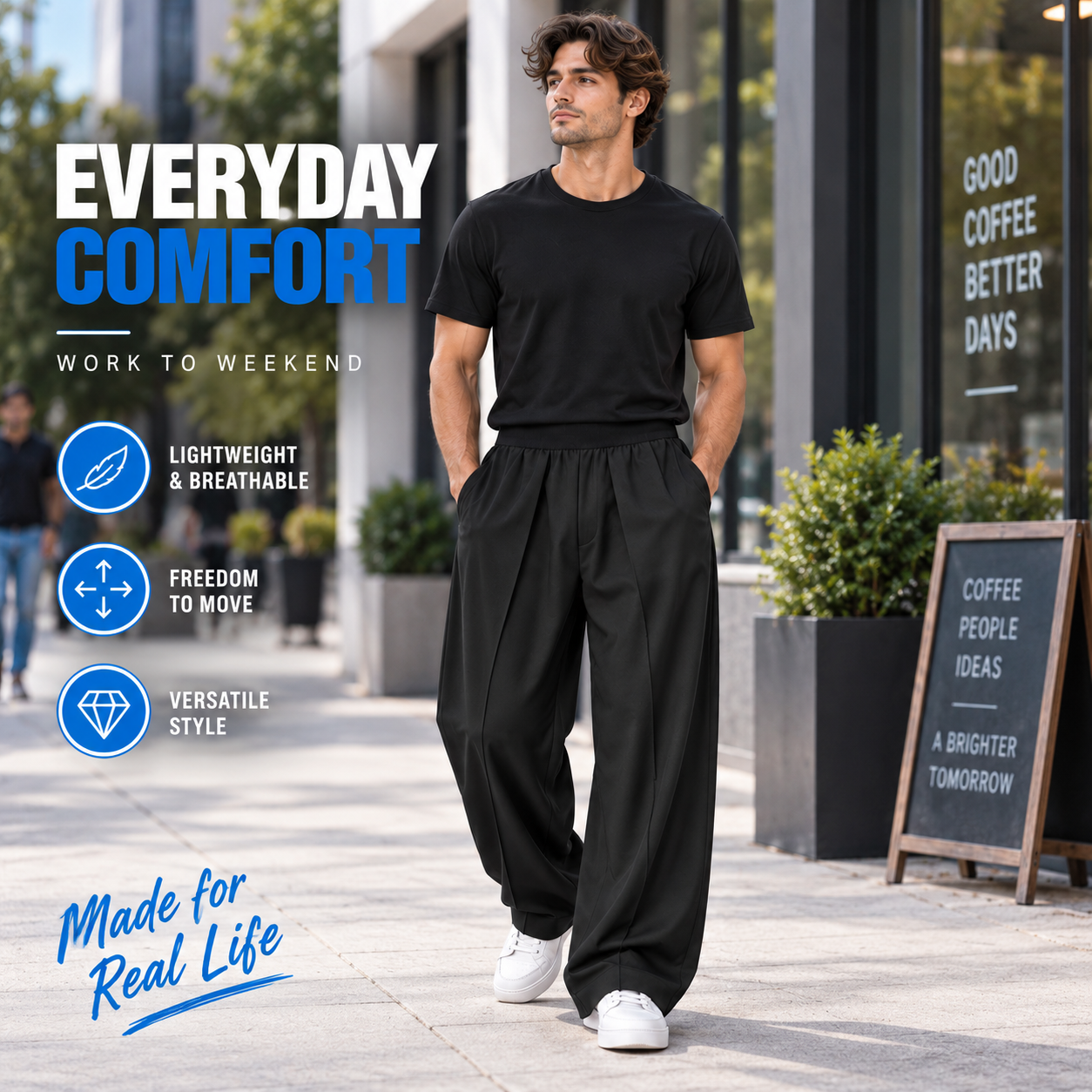 Loose Wide Leg Pants - Comfortable & Stylish High-Waisted Design for Everyday Wear