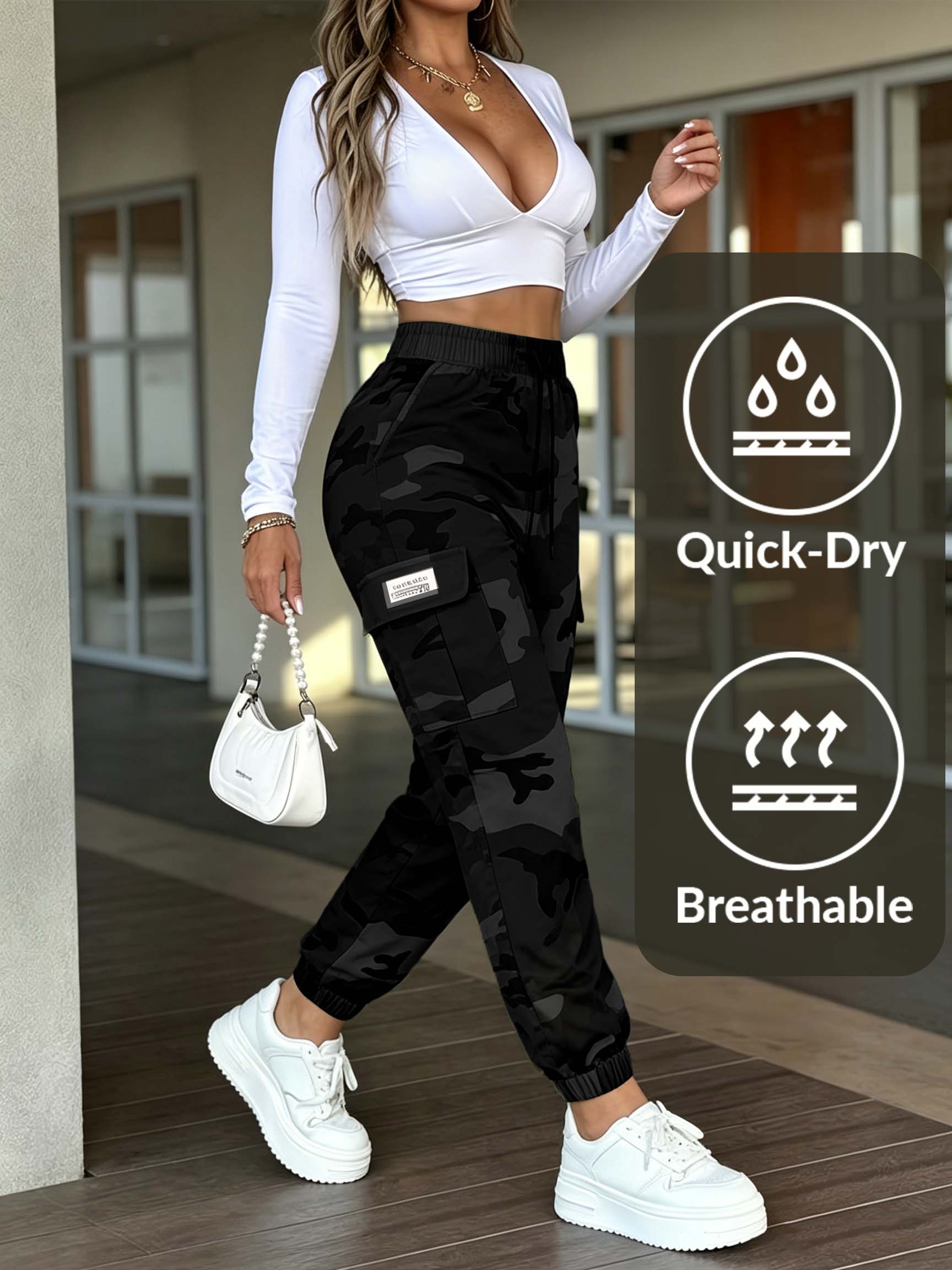 Unisex 2-Pack Loose-Fit Tactical Camo Jogger Pants - Polypropylene Quick-Dry Breathable Fabric, Adjustable Drawstring Waist, Flap Cargo Pockets, Machine Wash, Ideal for Outdoor Hikes, Casual Use Unisex 2-Pack Loose-Fit Tactical Camo Jogger Pants - Polypropylene Quick-Dry Breathable Fabric, Adjustable Drawstring Waist, Flap Cargo Pockets, Machine Wash, Ideal for Outdoor Hikes, Casual Use
