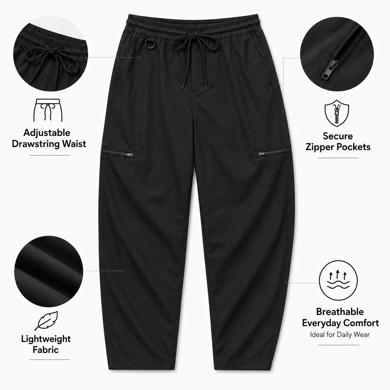 🔥Men's Everyday Flex Drawstring Jogger Pants – Lightweight Tapered Sweatpants