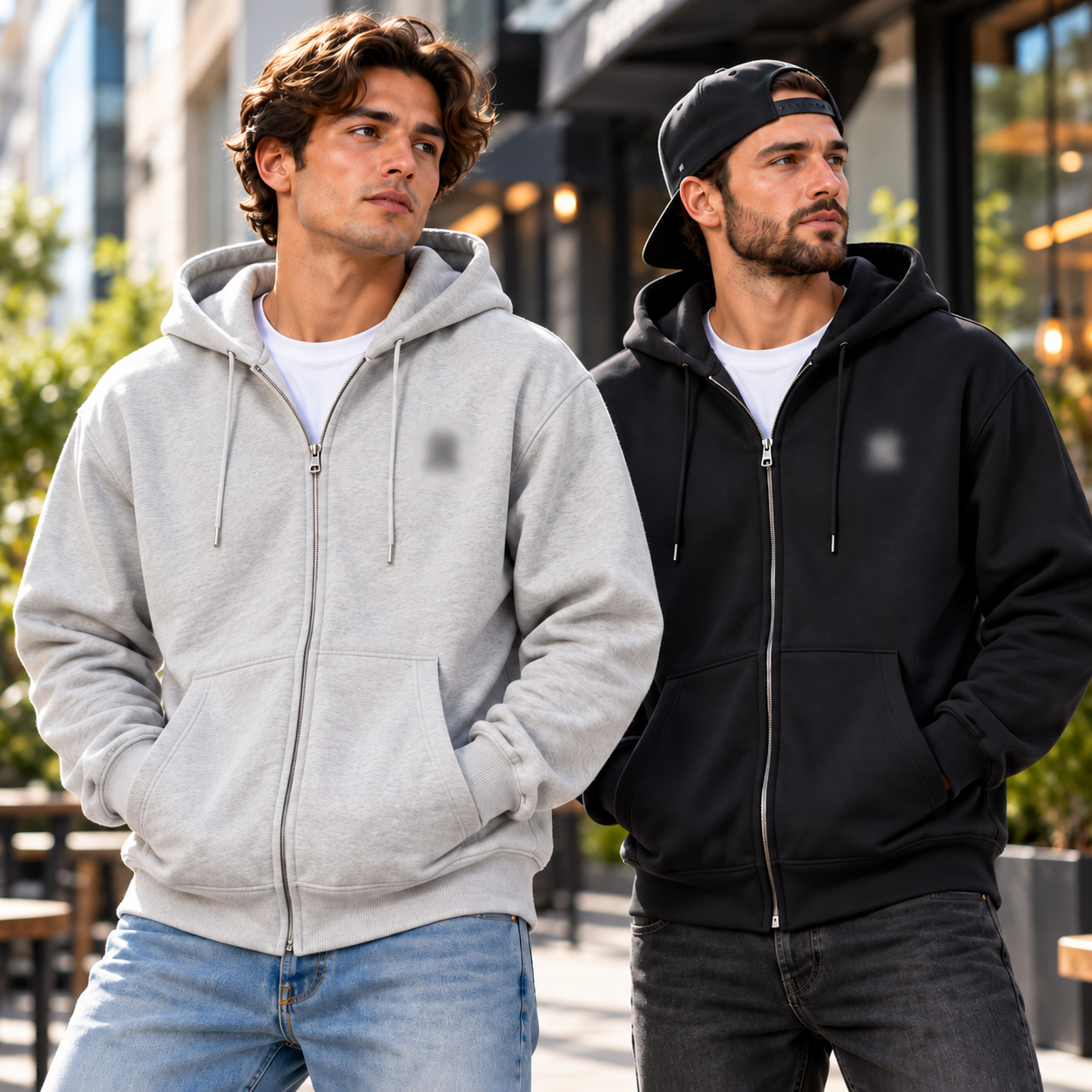 Men's 500 GSM Heavyweight Zip-Up Hoodie – Thick Fleece Lined Relaxed Fit Hooded Sweatshirt