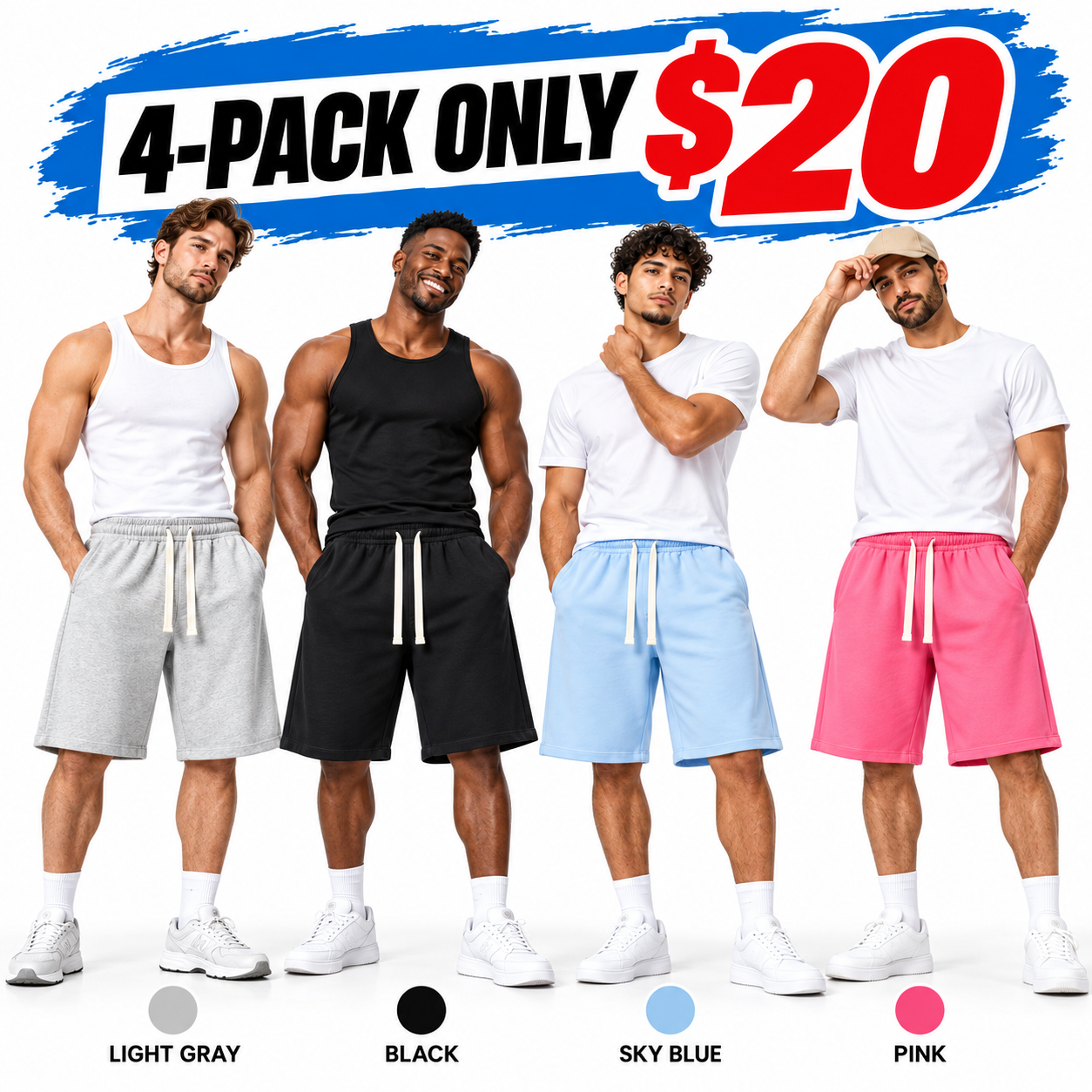 Men's Loose-Fit Casual Shorts – Elastic Drawstring Breathable Everyday Shorts