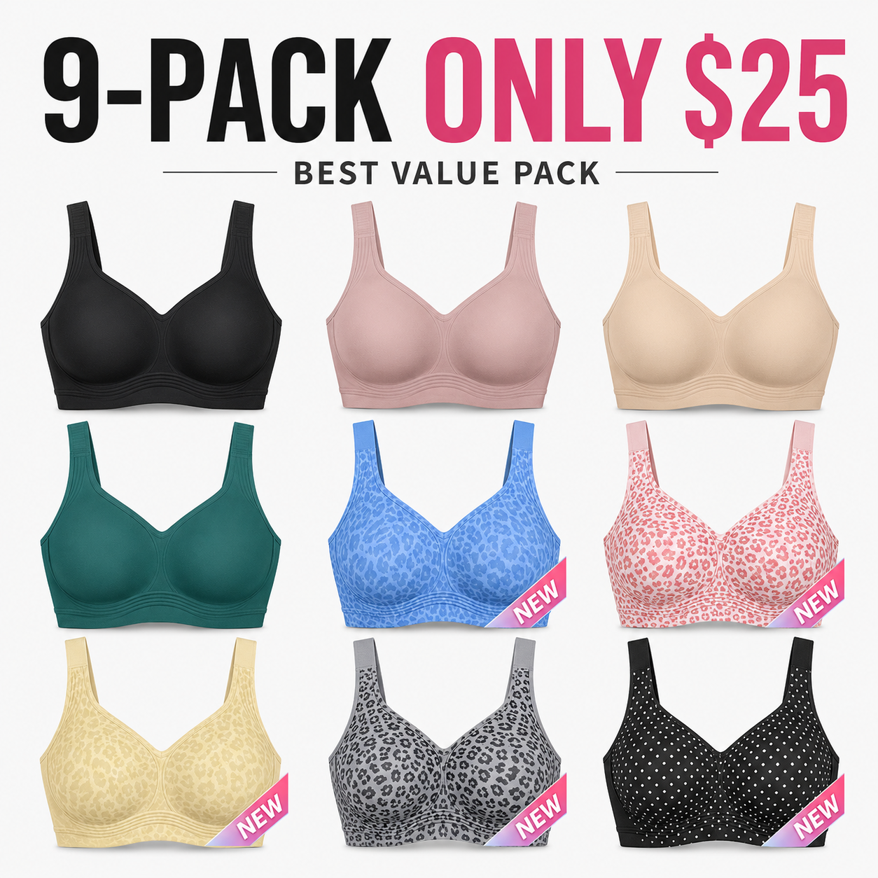 ⏳LAST DAY SALE 50% OFF💕Womens Comfortable Wireless Bralettes Seamless Deep V Everyday Bra1