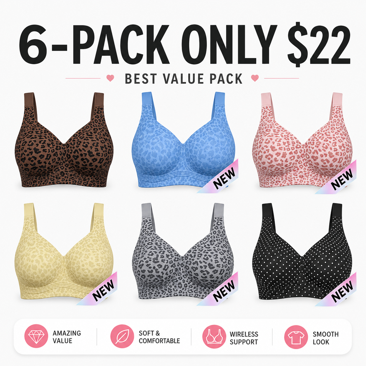 ⏳LAST DAY SALE 50% OFF💕Womens Comfortable Wireless Bralettes Seamless Deep V Everyday Bra1