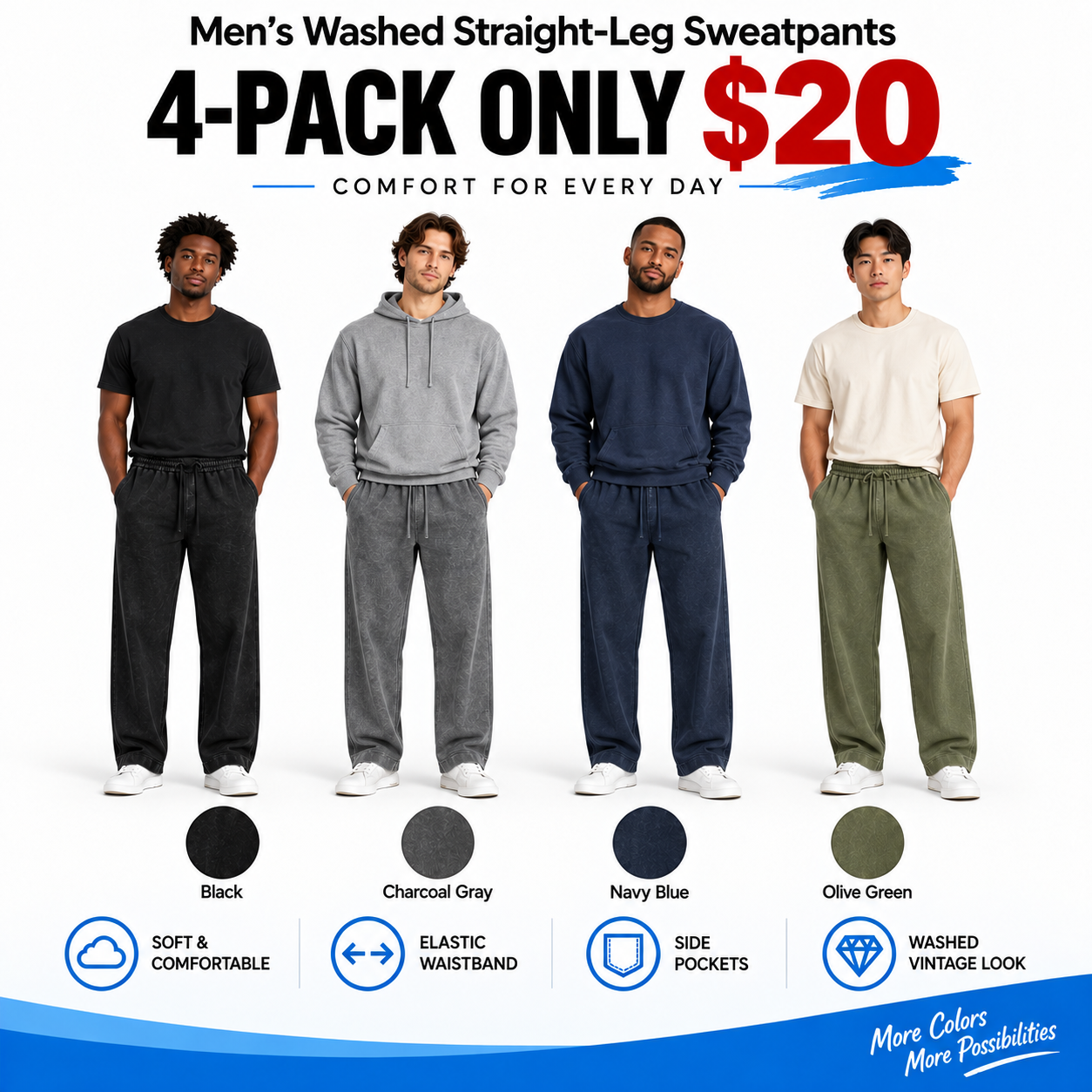 Men’s Acid-Wash Baggy Sweatpants