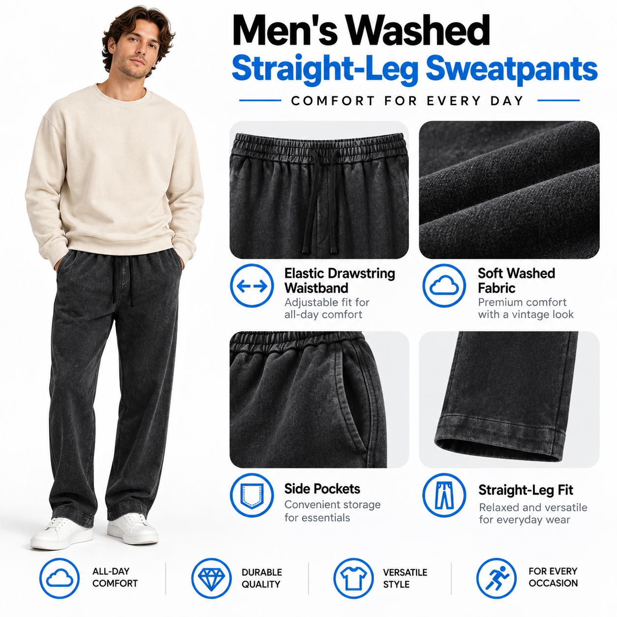 Men’s Acid-Wash Baggy Sweatpants