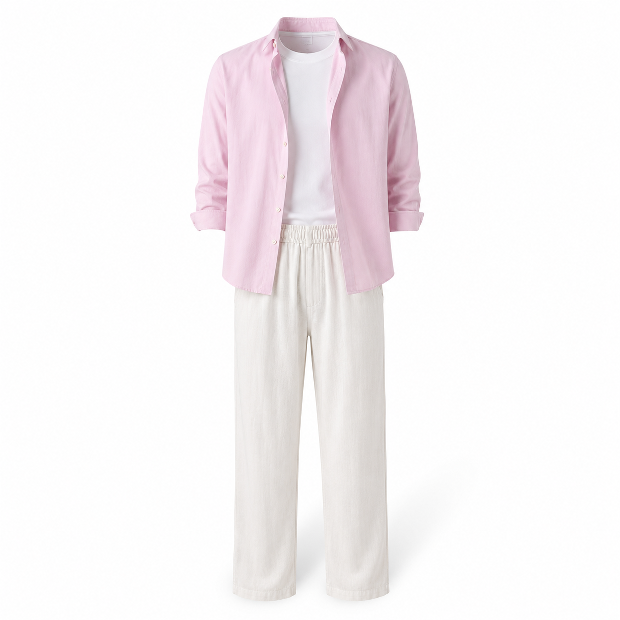 👔 Men's Lightweight Linen 2-Piece Set – Loose Fit Button-Down Shirt & Pants