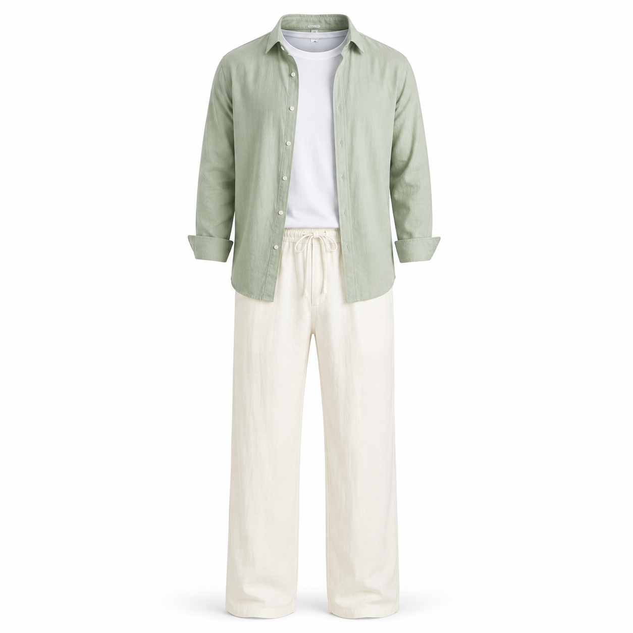 👔 Men's Lightweight Linen 2-Piece Set – Loose Fit Button-Down Shirt & Pants