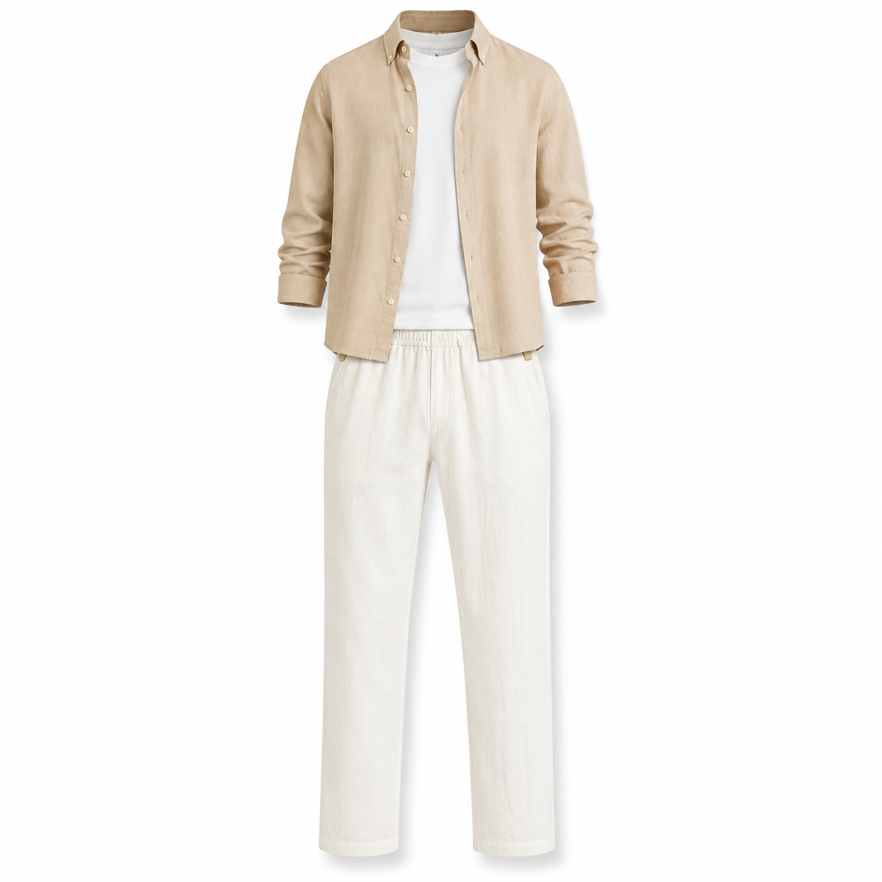 👔 Men's Lightweight Linen 2-Piece Set – Loose Fit Button-Down Shirt & Pants