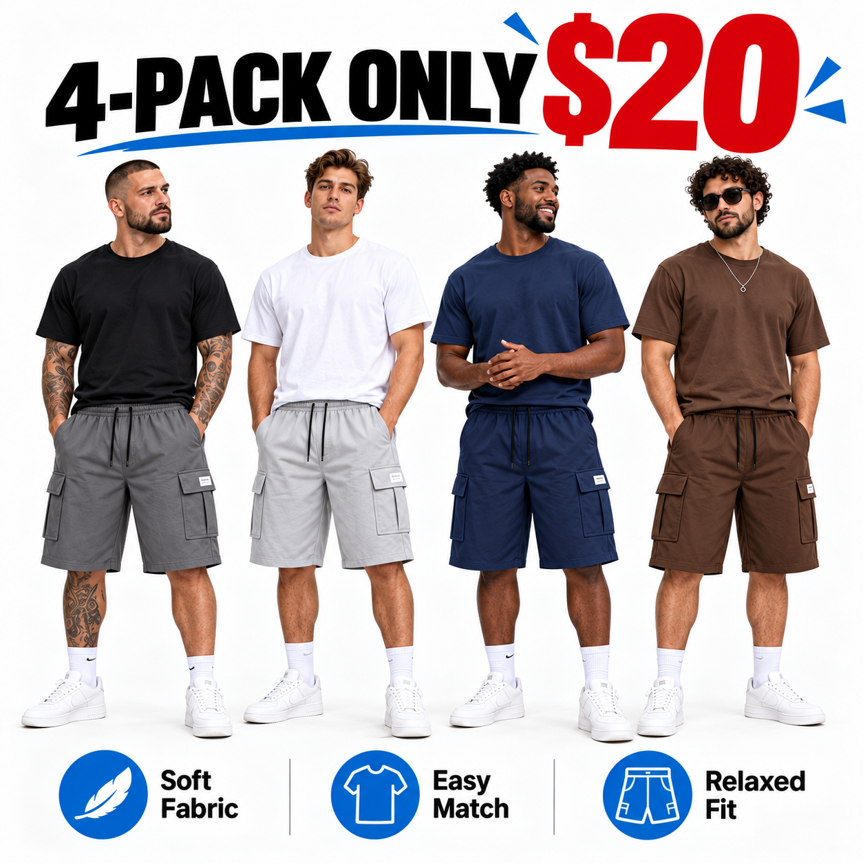 💝Men's Multi-Pocket Cargo Shorts Casual Streetwear Set