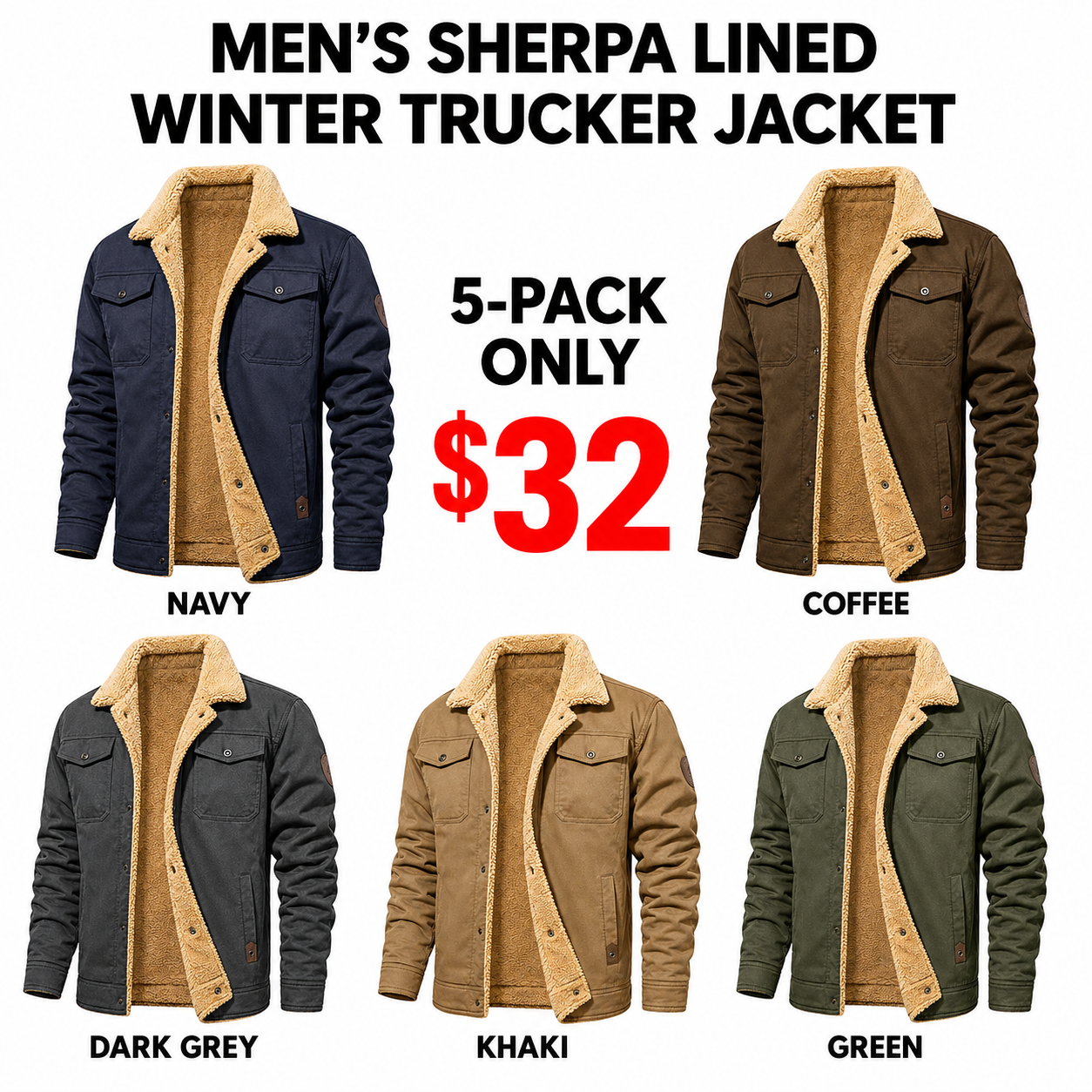 🔥Men's Sherpa Lined Winter Trucker Jacket