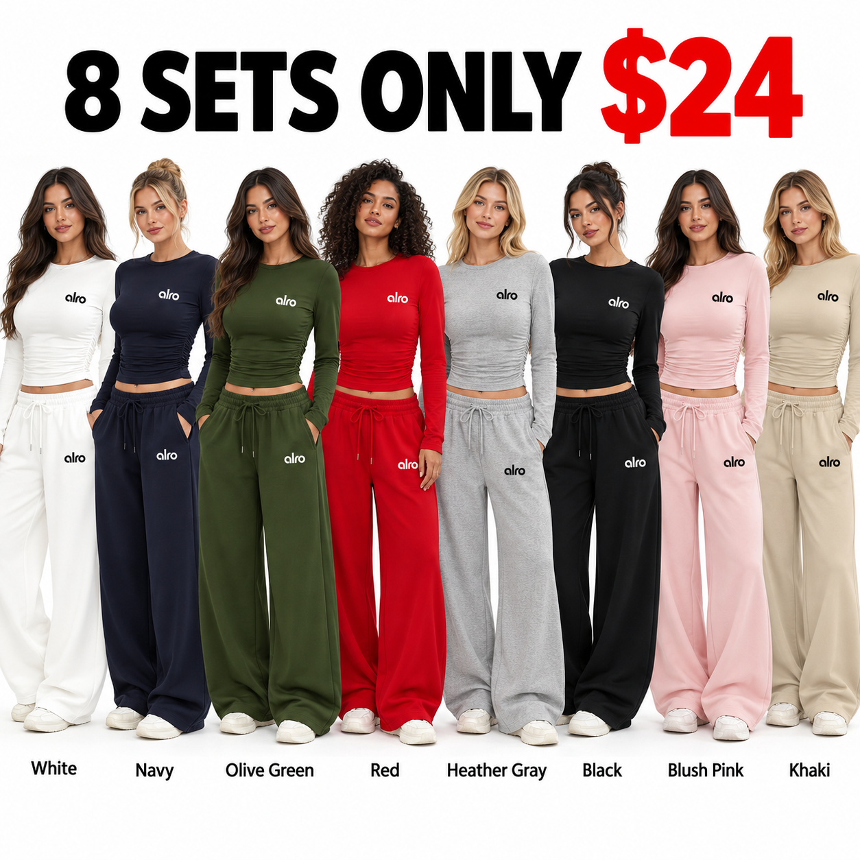 Women's 2-Piece Lounge Set – Round Neck Long Sleeve Top & Straight Leg Pants