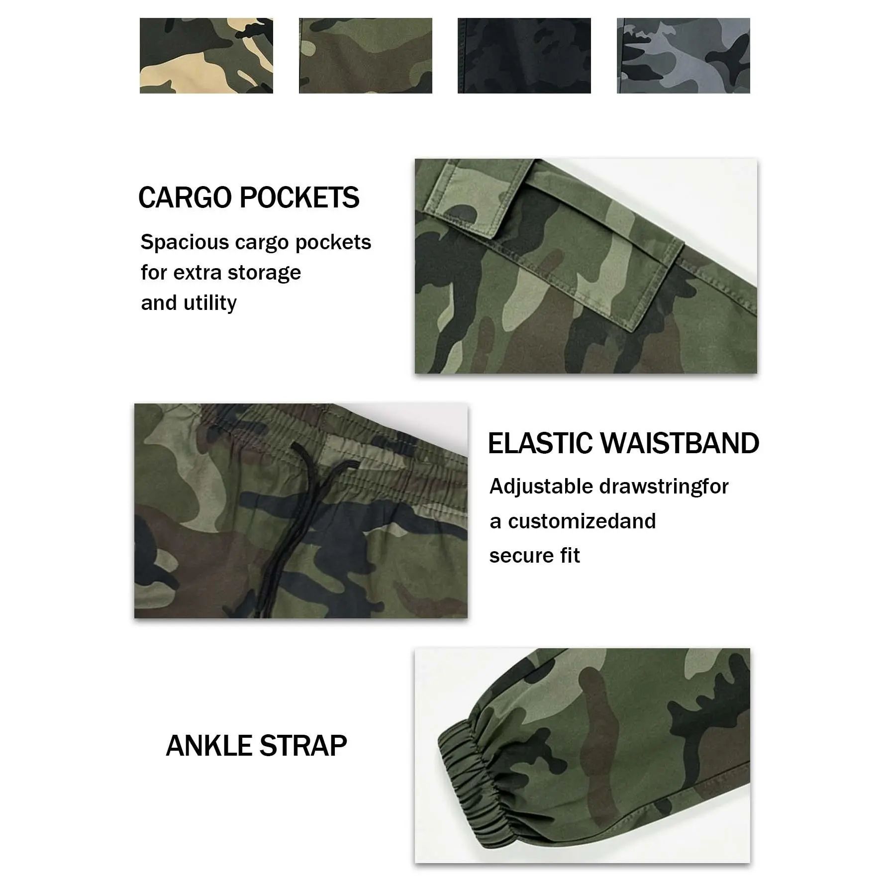 Unisex Loose-Fit Tactical Camo Jogger Pants