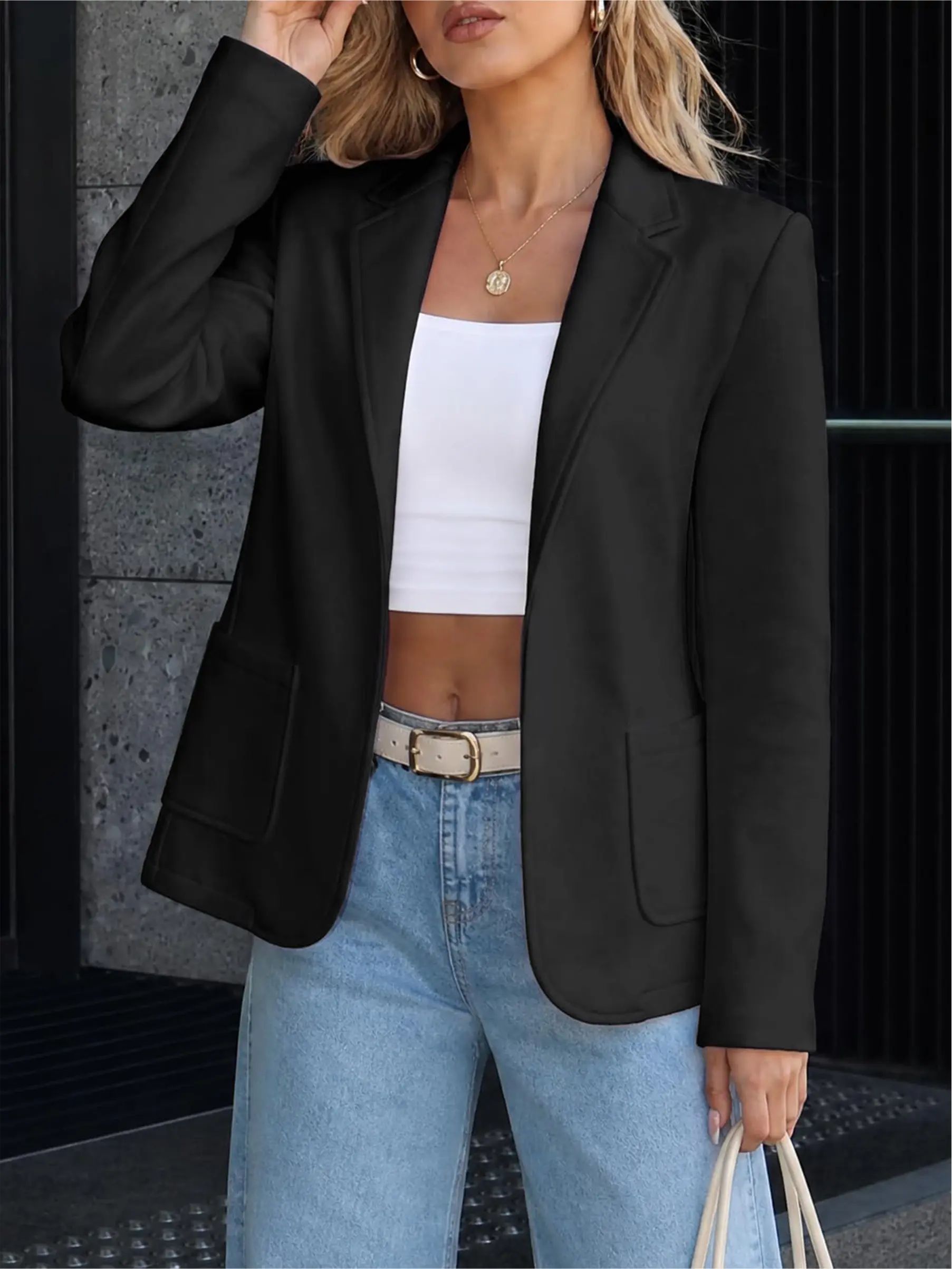 Women's Stand-Collar Sweat-Style Blazer