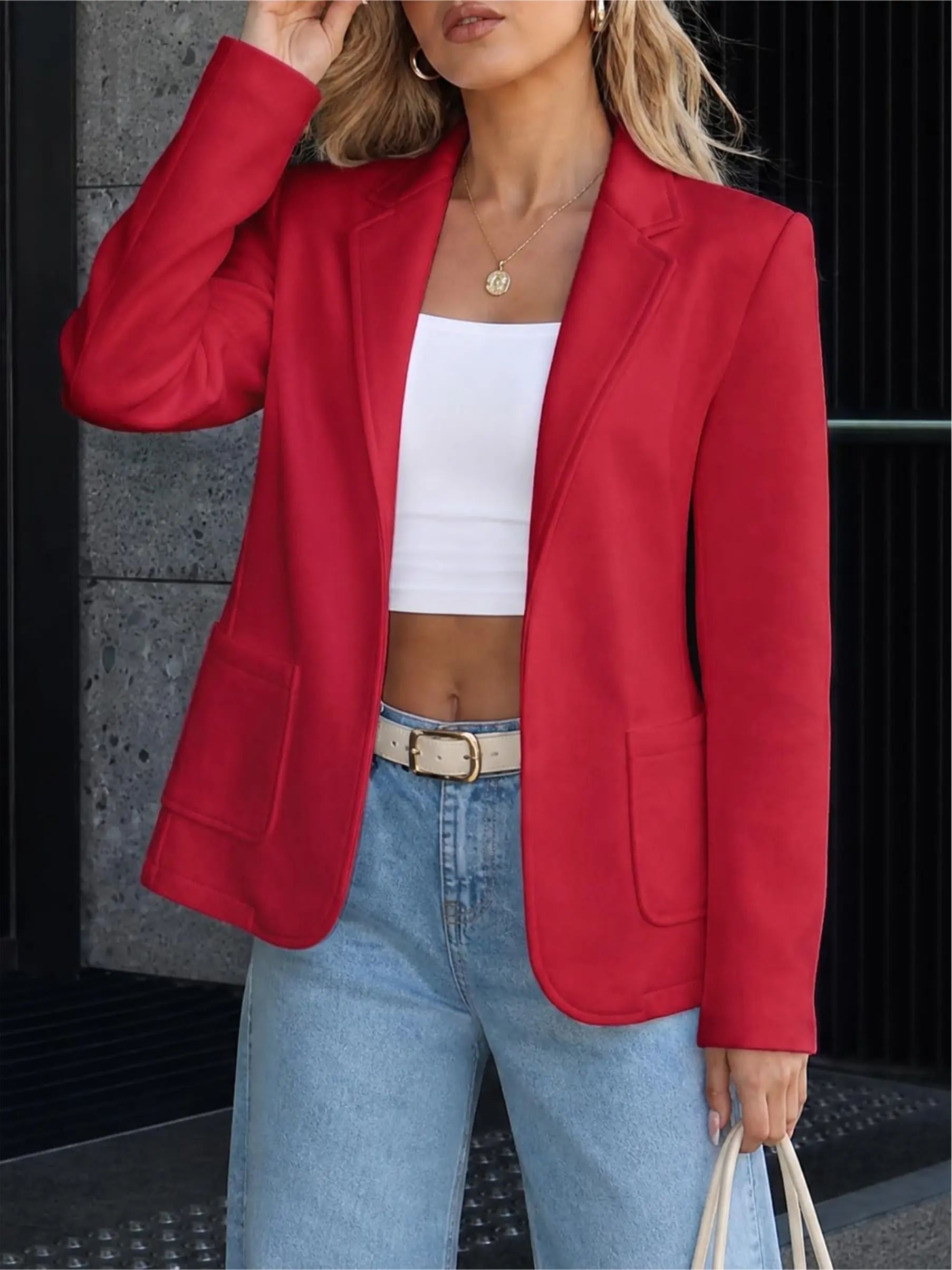 Women's Stand-Collar Sweat-Style Blazer