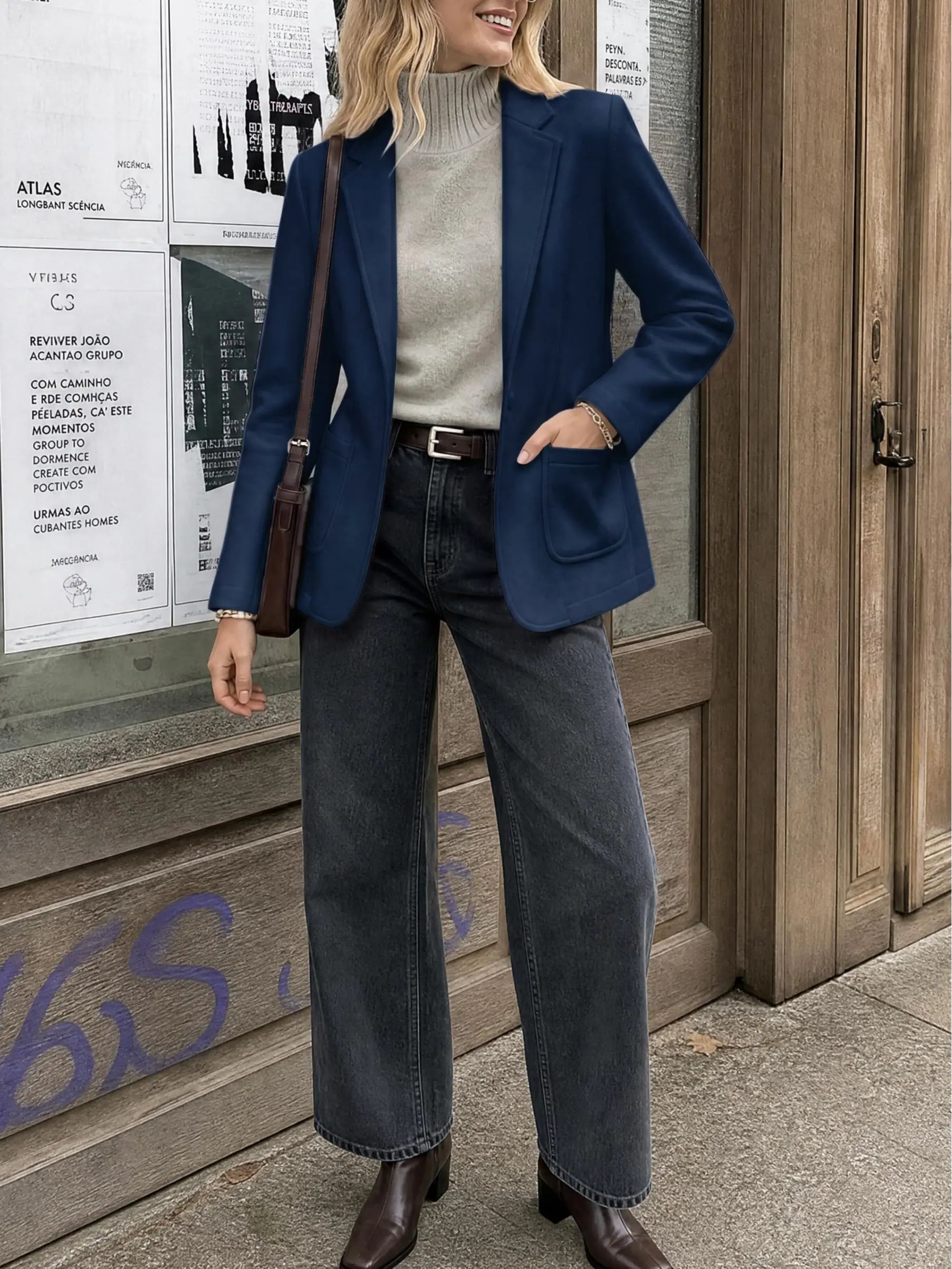 Women's Stand-Collar Sweat-Style Blazer