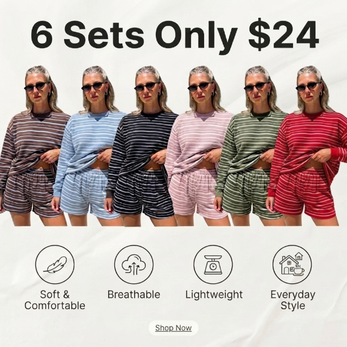 🔥LAST DAY SALE 90% OFF💕Women's Striped Lounge Set