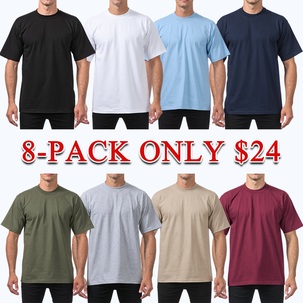 Men's Heavyweight Cotton Short Sleeve T-Shirt - Classic Plain Solid Basic Tee, Big & Tall Sizes XS-5XL