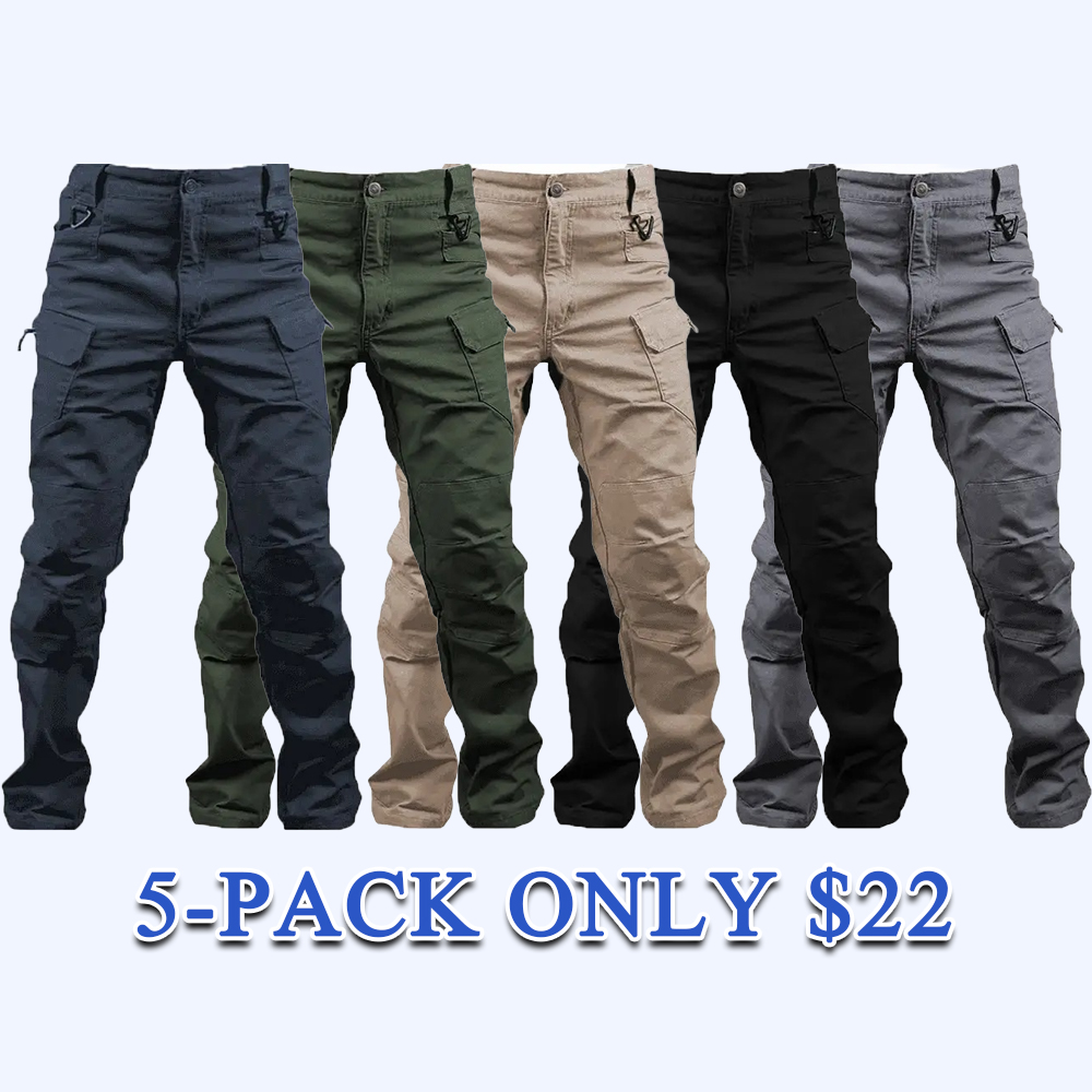Men's Lightweight Straight Leg Cargo Pants Durable Casual Outdoor Pants with Zipper Pockets
