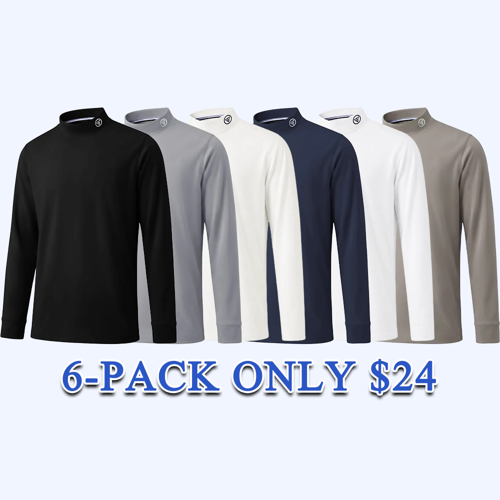 Men's Heather Mock Neck Thermal Long Sleeve Top, Basic Soft Undershirt Knit Sweater for Golf & Daily Casual Wear