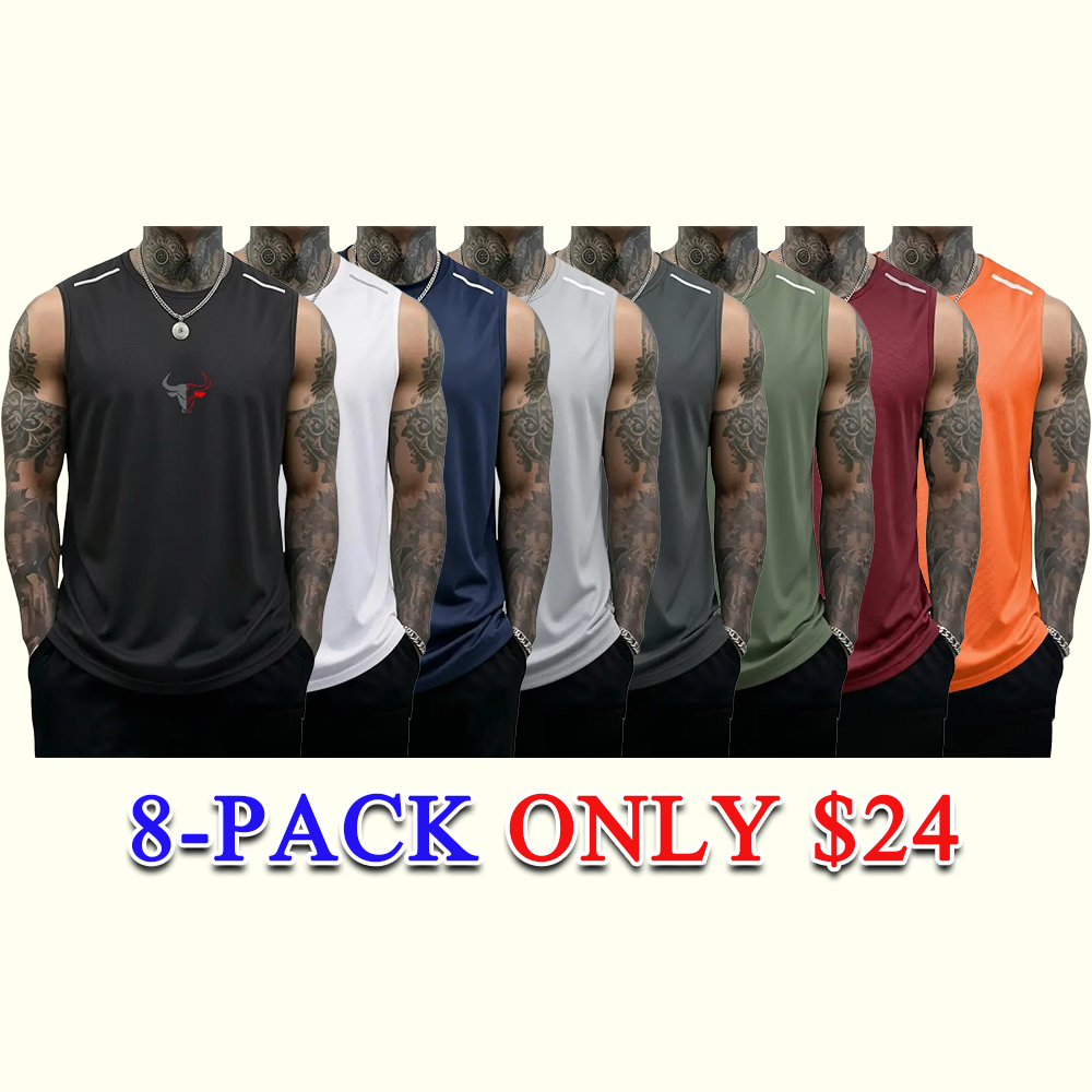 Men's Bull Graphic Muscle Tank Tops Breathable Polyester Sleeveless Athletic Vests