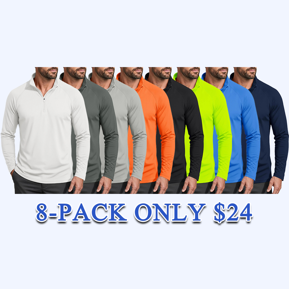 Men's 1/4 Zip Long Sleeve Shirt, UPF 50+ Quick Dry Lightweight Rash Guard, Outdoor Sports Casual Tops for Hiking Running