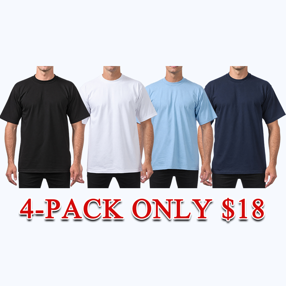 Men's Heavyweight Cotton Short Sleeve T-Shirt - Classic Plain Solid Basic Tee, Big & Tall Sizes XS-5XL