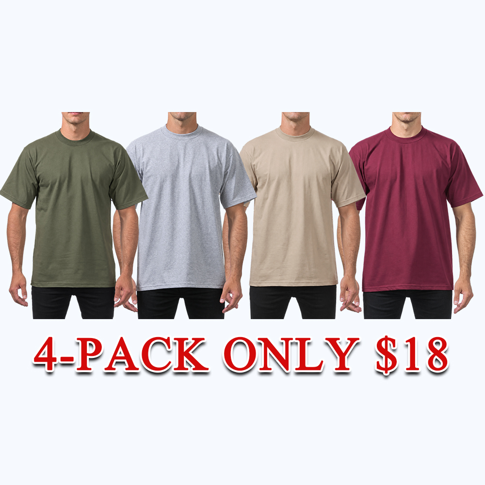 Men's Heavyweight Cotton Short Sleeve T-Shirt - Classic Plain Solid Basic Tee, Big & Tall Sizes XS-5XL