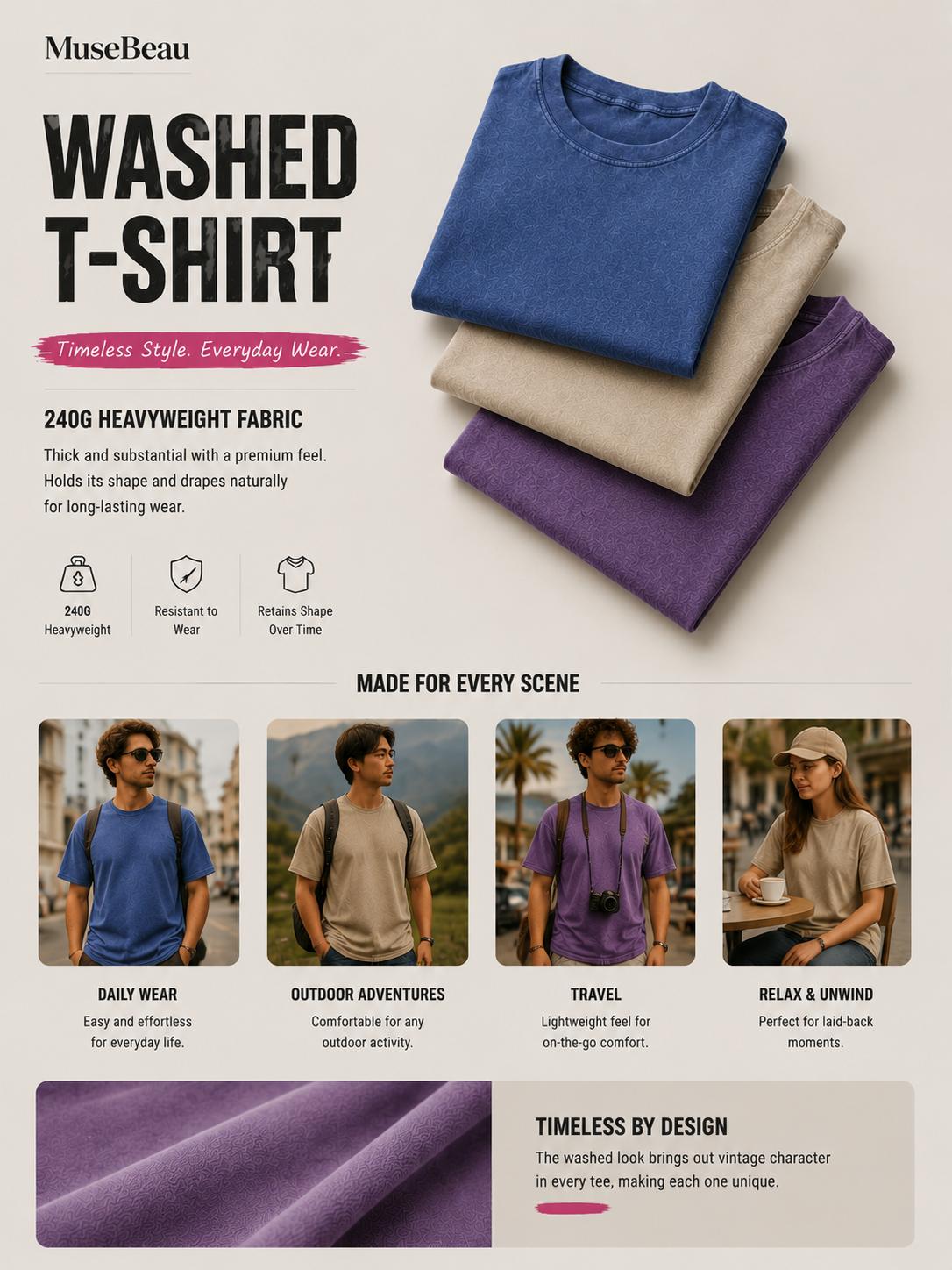 MUSEBEAU Unisex 100% Cotton 5-Pack Oversized Vintage Heavyweight Acid Wash Baggy Crew Neck Short Sleeve Tees - Plain, Breathable, Retro Streetwear, All Seasons Tops for Gym, Summer Outfits,Womenswear Menswear Top,Round Neck,back to school shopping MUSEBEAU Unisex 100% Cotton 5-Pack Oversized Vintage Heavyweight Acid Wash Baggy Crew Neck Short Sleeve Tees - Plain, Breathable, Retro Streetwear, All Seasons Tops for Gym, Summer Outfits,Womenswear Menswear Top,Round Neck,back to school shopping