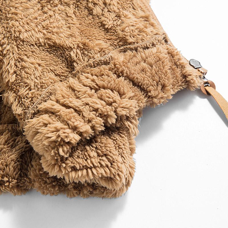 Men's thermal fleece jacket Polyester Jacquard Fabric Zip-Up Hoodie Jacket - Warm, Loose-Fit, Plush Texture, Plain Hooded Outerwear with Decorative Zipper Pull, Kangaroo Pockets for Outdoor & Indoor Urban Commute Menswear