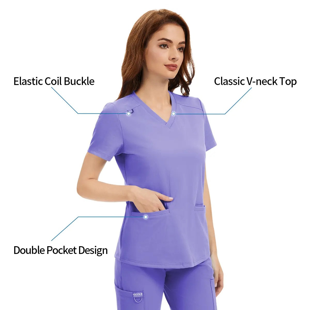 Women's 4-Way Stretch V-Neck Scrub Top, Wrinkle Resistant Breathable Medical Uniform with 2 Pockets, Classic Healthcare Workwear for Nurses & Medical Professionals