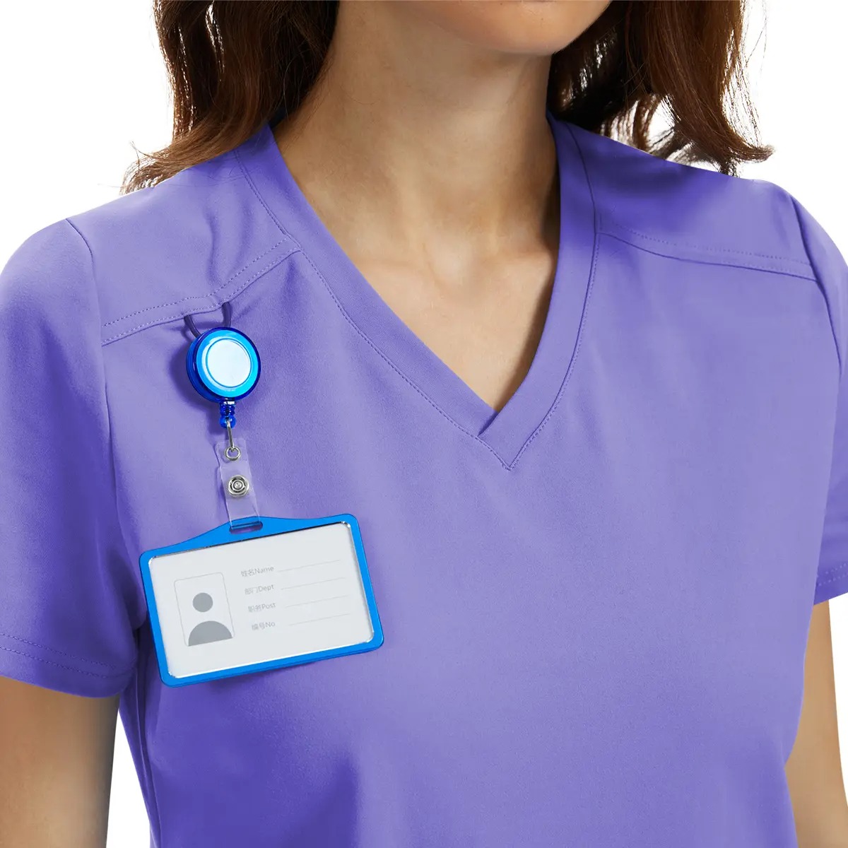 Women's 4-Way Stretch V-Neck Scrub Top, Wrinkle Resistant Breathable Medical Uniform with 2 Pockets, Classic Healthcare Workwear for Nurses & Medical Professionals