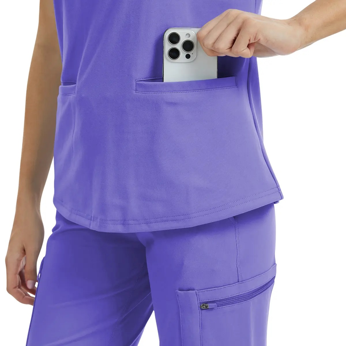 Women's 4-Way Stretch V-Neck Scrub Top, Wrinkle Resistant Breathable Medical Uniform with 2 Pockets, Classic Healthcare Workwear for Nurses & Medical Professionals