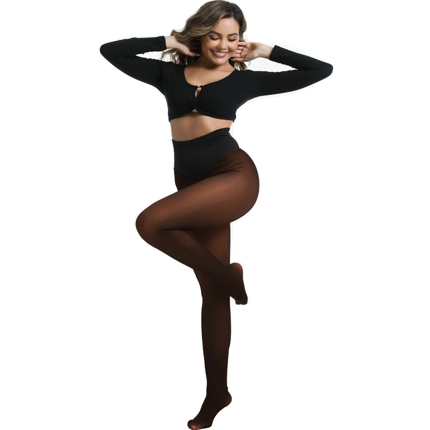 Women's Fake Sheer Thermal Tights, Fleece Lined High Stretch Warm Pantyhose, Minimalist Slim Thick Leggings for Winter Dress Daily Wear
