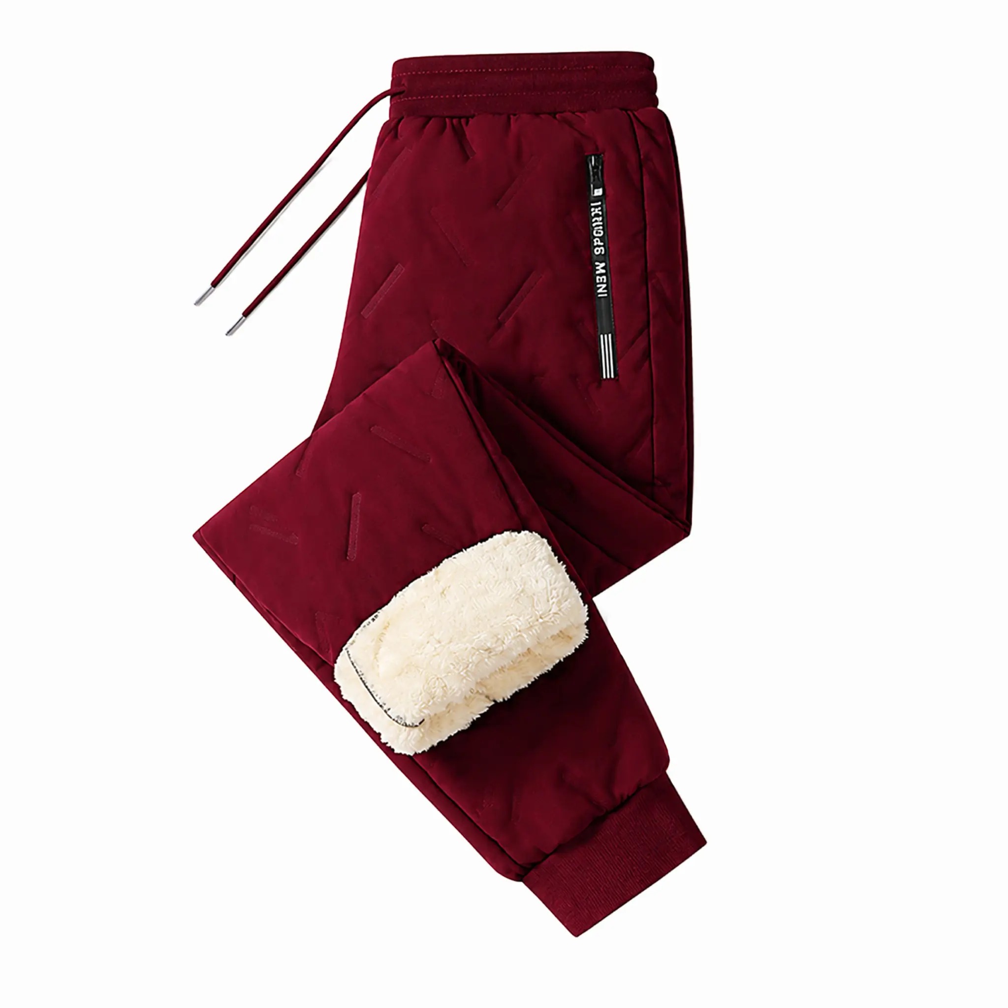 Men's Thick Sherpa Lined Thermal Pants, High Waist High Stretch Windproof Cold Resistant Solid Casual Sports Pants 