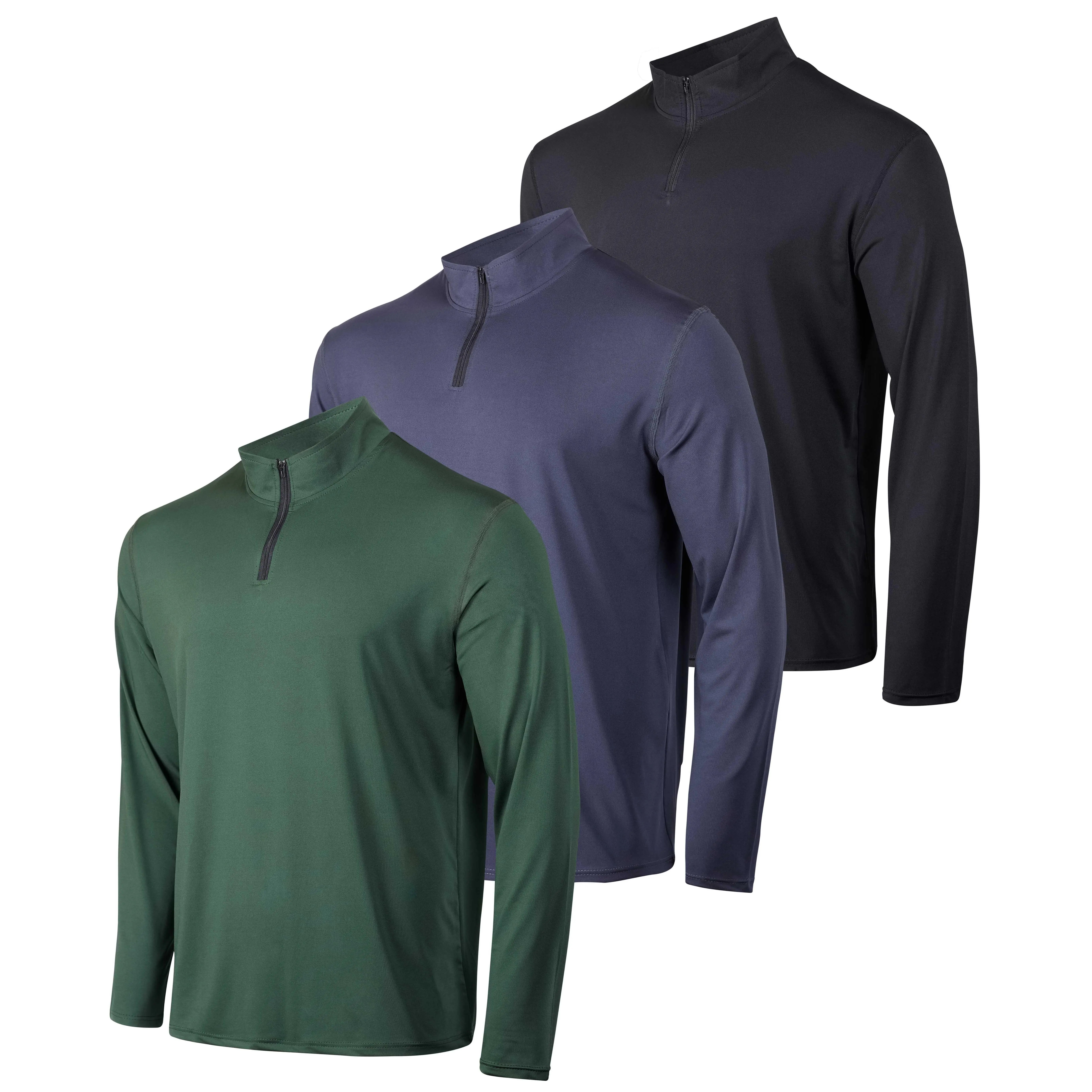 Men’s Dry‑Fit Performance Quarter Zip Long Sleeve Pullover, Quick Dry Athletic Active Top