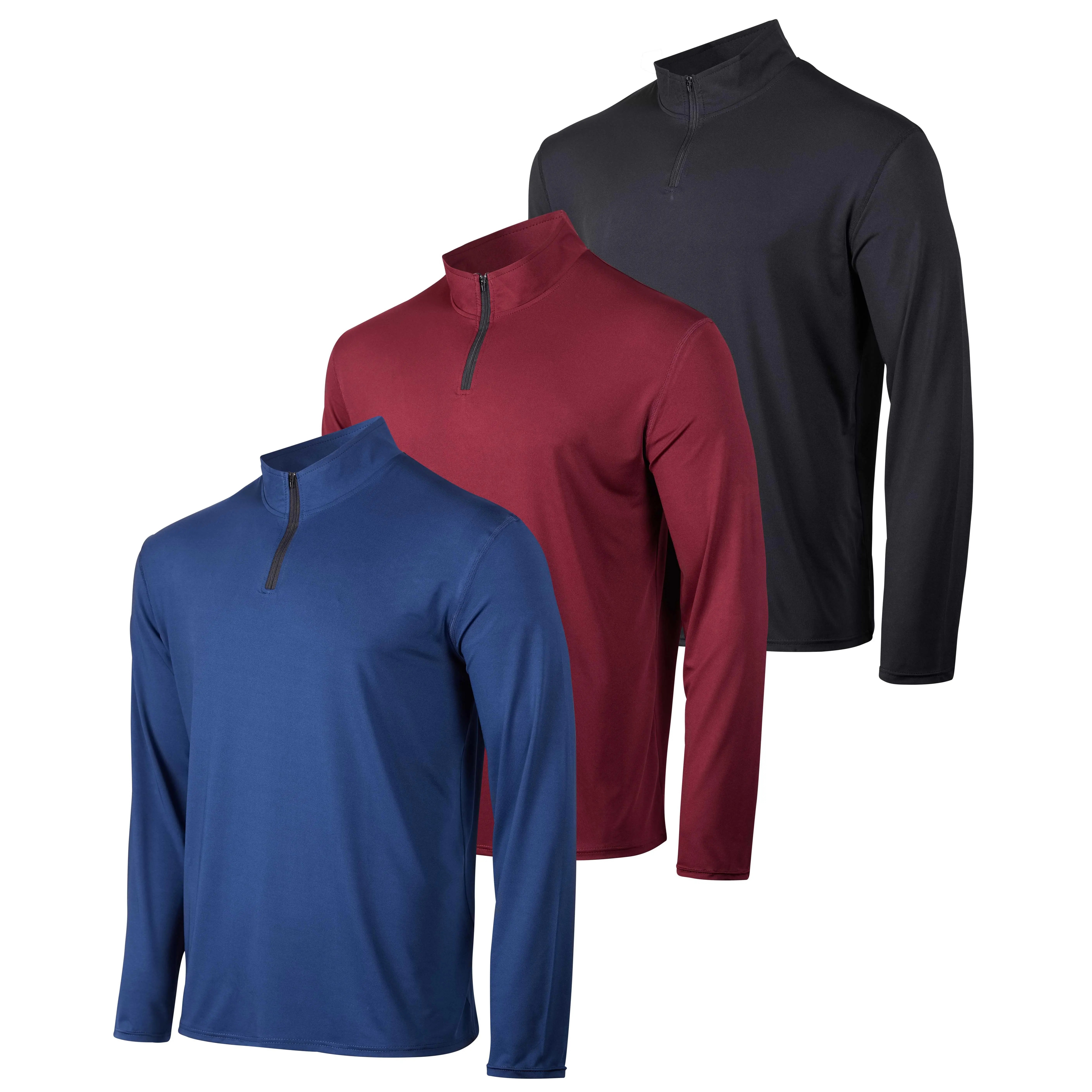 Men’s Dry‑Fit Performance Quarter Zip Long Sleeve Pullover, Quick Dry Athletic Active Top