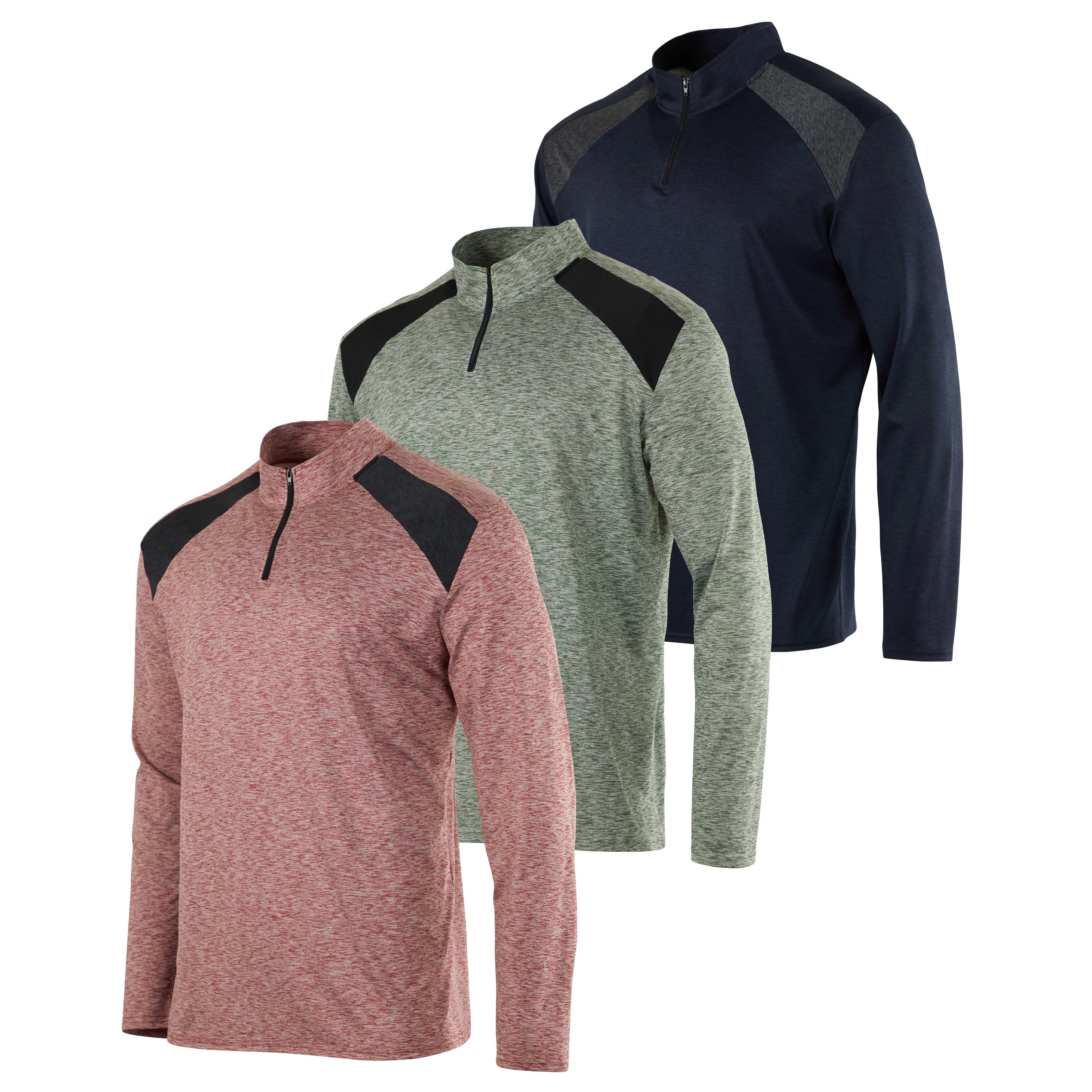 Men’s Dry‑Fit Performance Quarter Zip Long Sleeve Pullover, Quick Dry Athletic Active Top