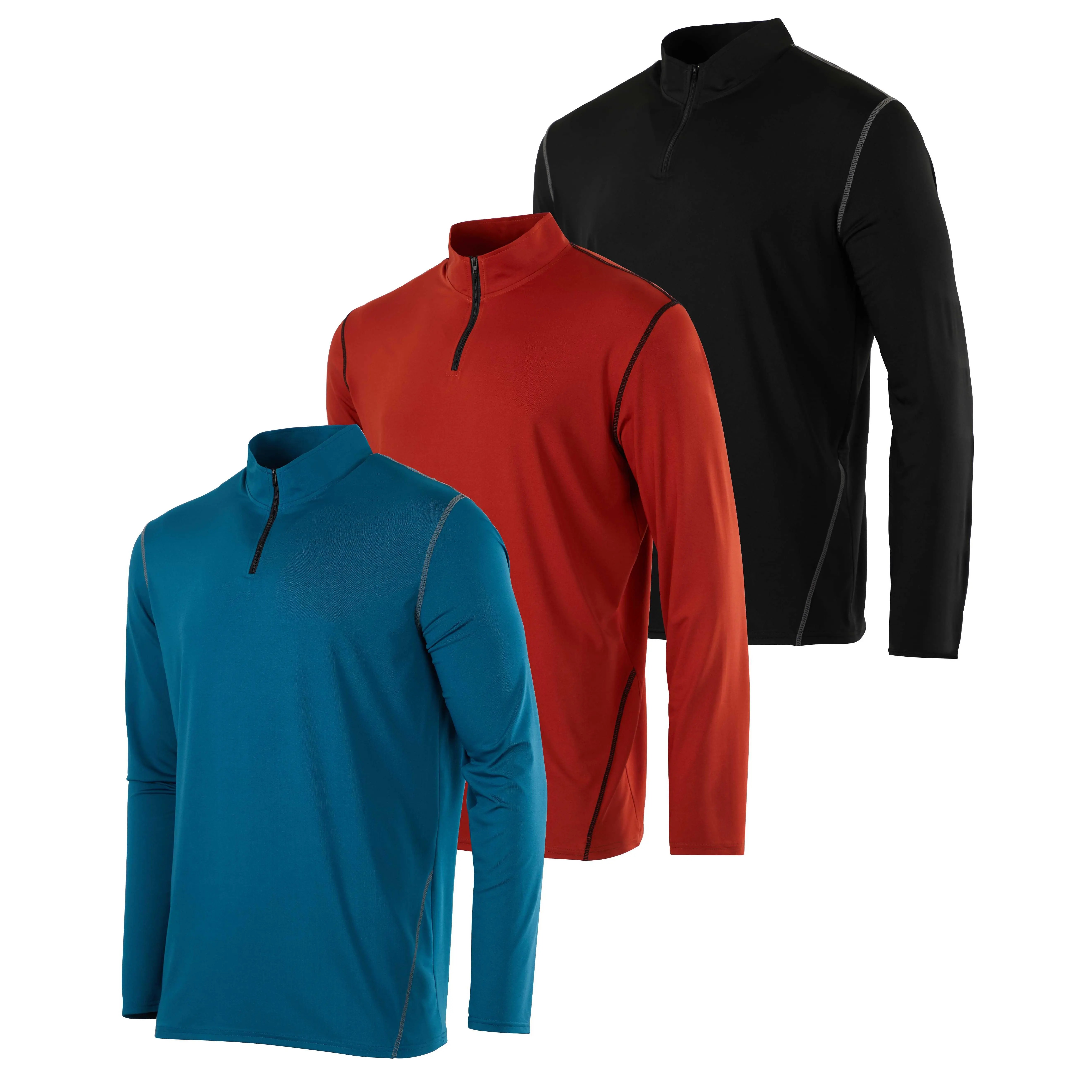 Men’s Dry‑Fit Performance Quarter Zip Long Sleeve Pullover, Quick Dry Athletic Active Top