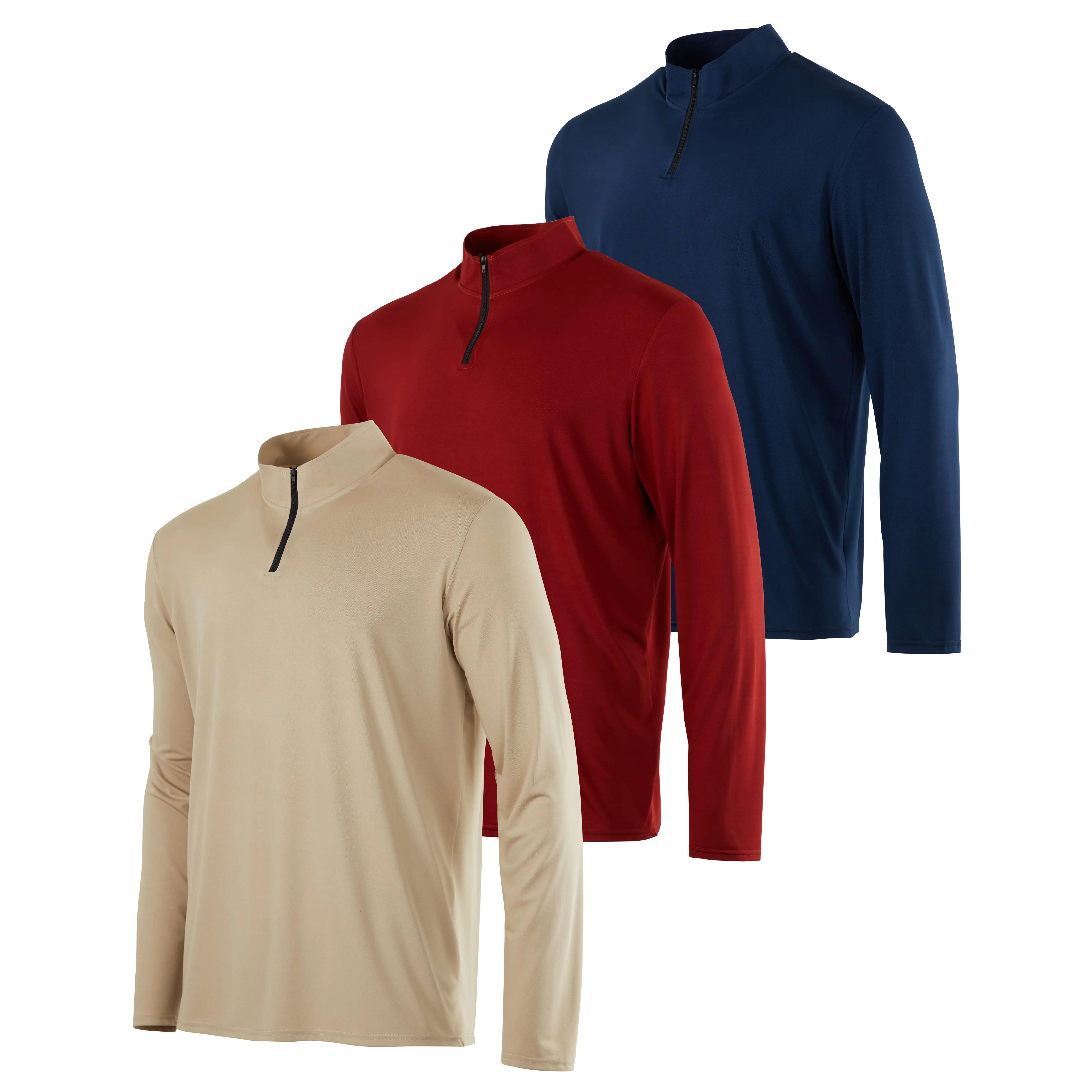 Men’s Dry‑Fit Performance Quarter Zip Long Sleeve Pullover, Quick Dry Athletic Active Top