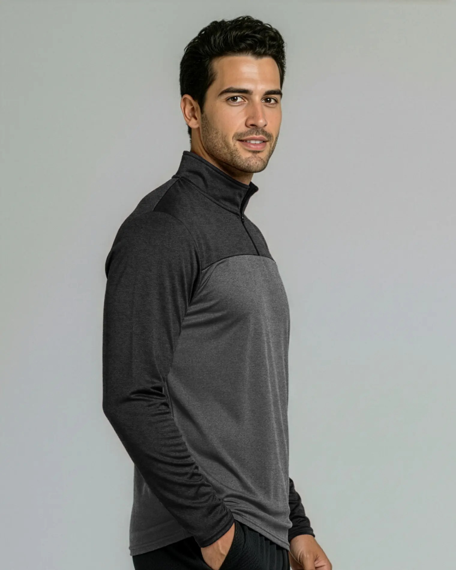 Men’s Dry‑Fit Performance Quarter Zip Long Sleeve Pullover, Quick Dry Athletic Active Top