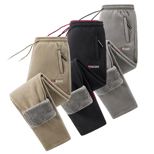 Men's Fleece Lined Winter Athletic Pants, Elastic Drawstring Warm Casual Long Pants with Pockets, Comfort Thick Thermal Joggers